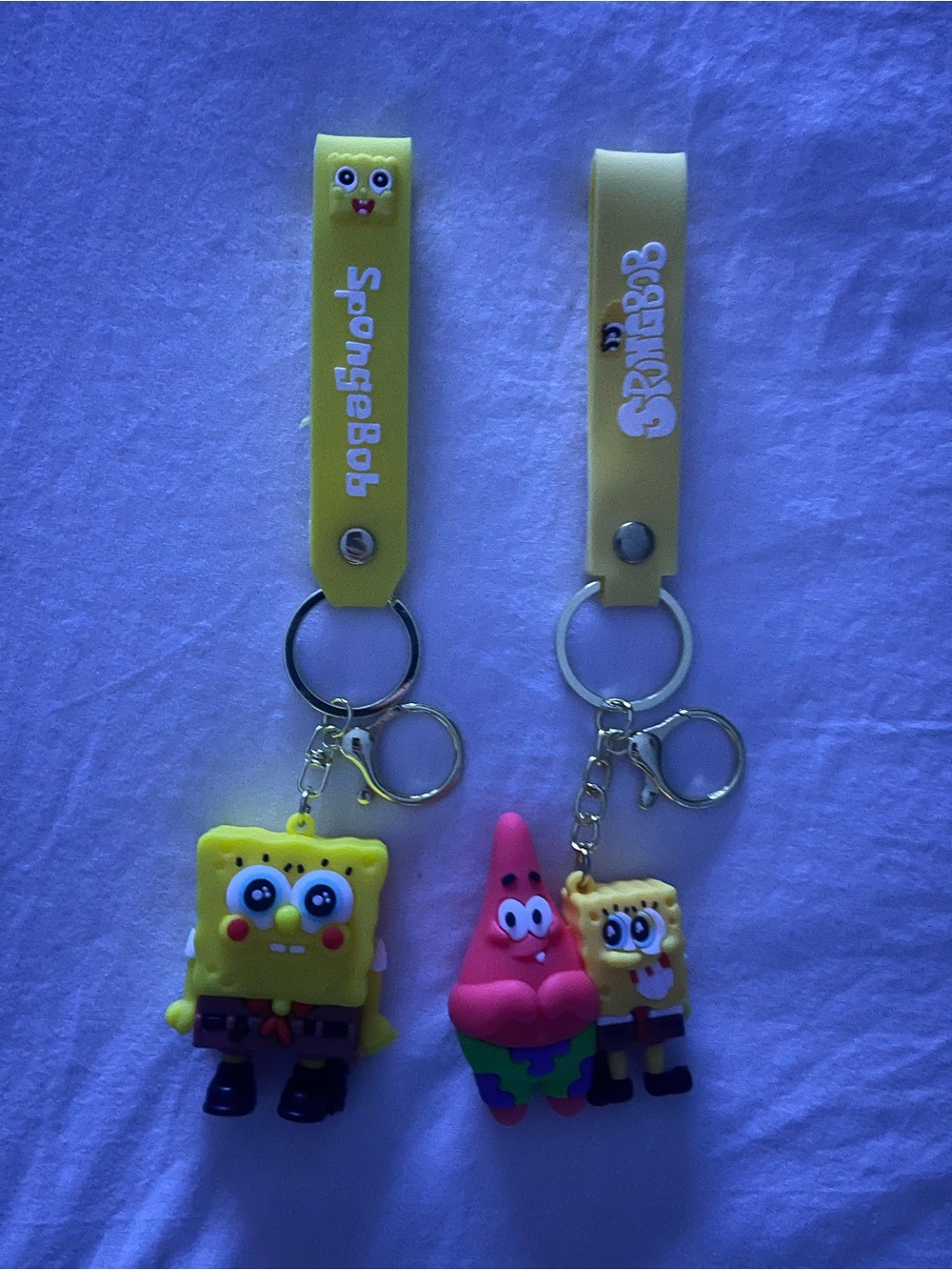 SpongeBob rubber molded key chain set of 2